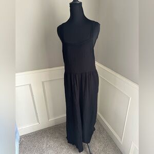 Madewell Cropped Black Jumpsuit w/ Pockets & Zip Closure Size 10